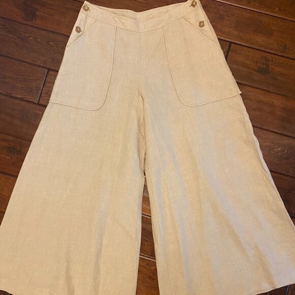 Linen Wide-Leg Pants - Picture 1 of 3